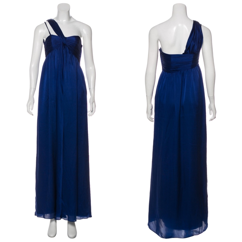 Moschino Cheap and Chic Navy Blue Silk One Shoulder Maxi Gown Size 4 SMALL Dress